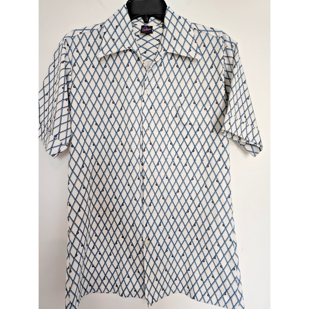 Vintage Joel Cal Made 1970 Disco Era Button Down Shirt Size M